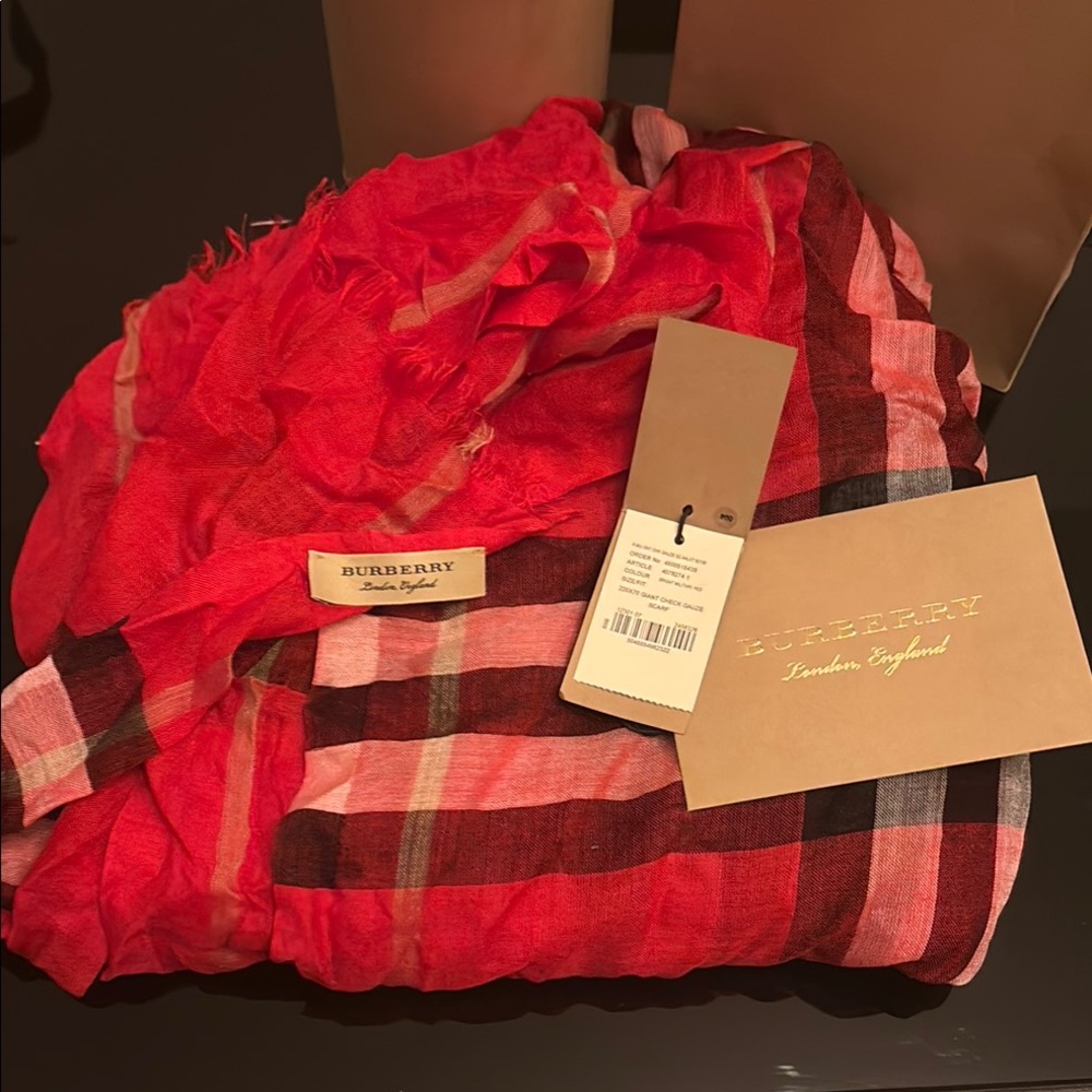Burberry Red Plaid Scarf